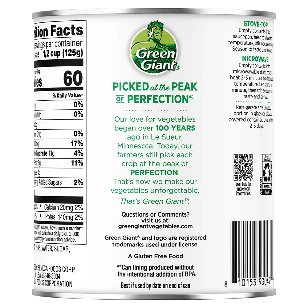 http://00810153930471%20Green%20Giant%20Sweet%20Peas%20Family%20Size%20SS01%2029oz%20BACK%20result
