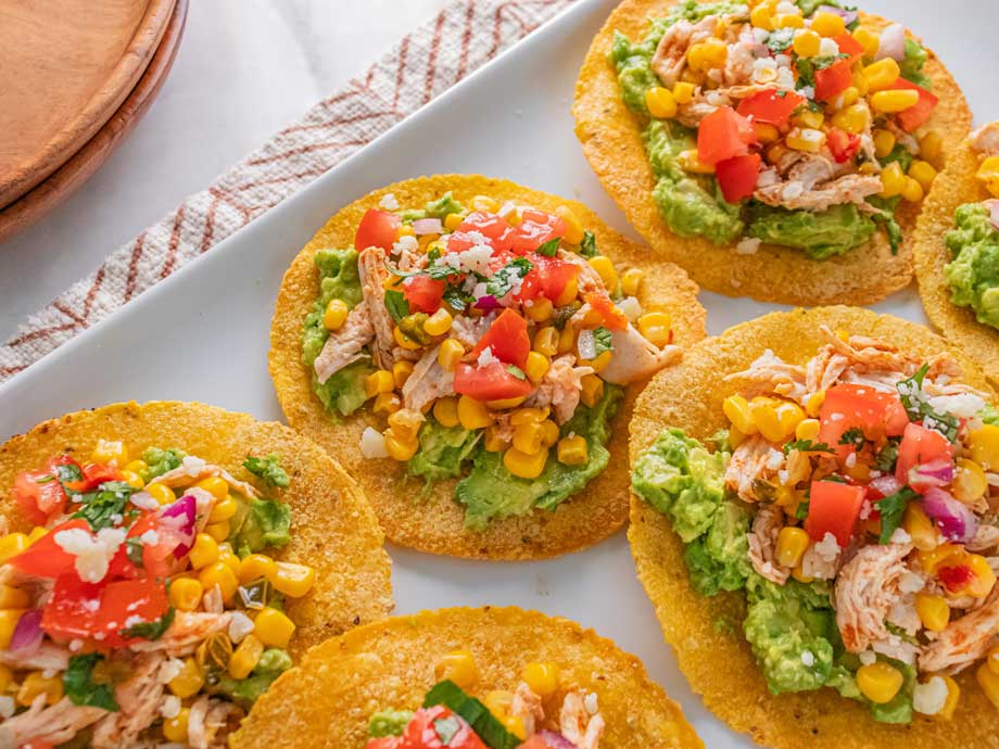 Corn and Poblano Chicken Tostadas