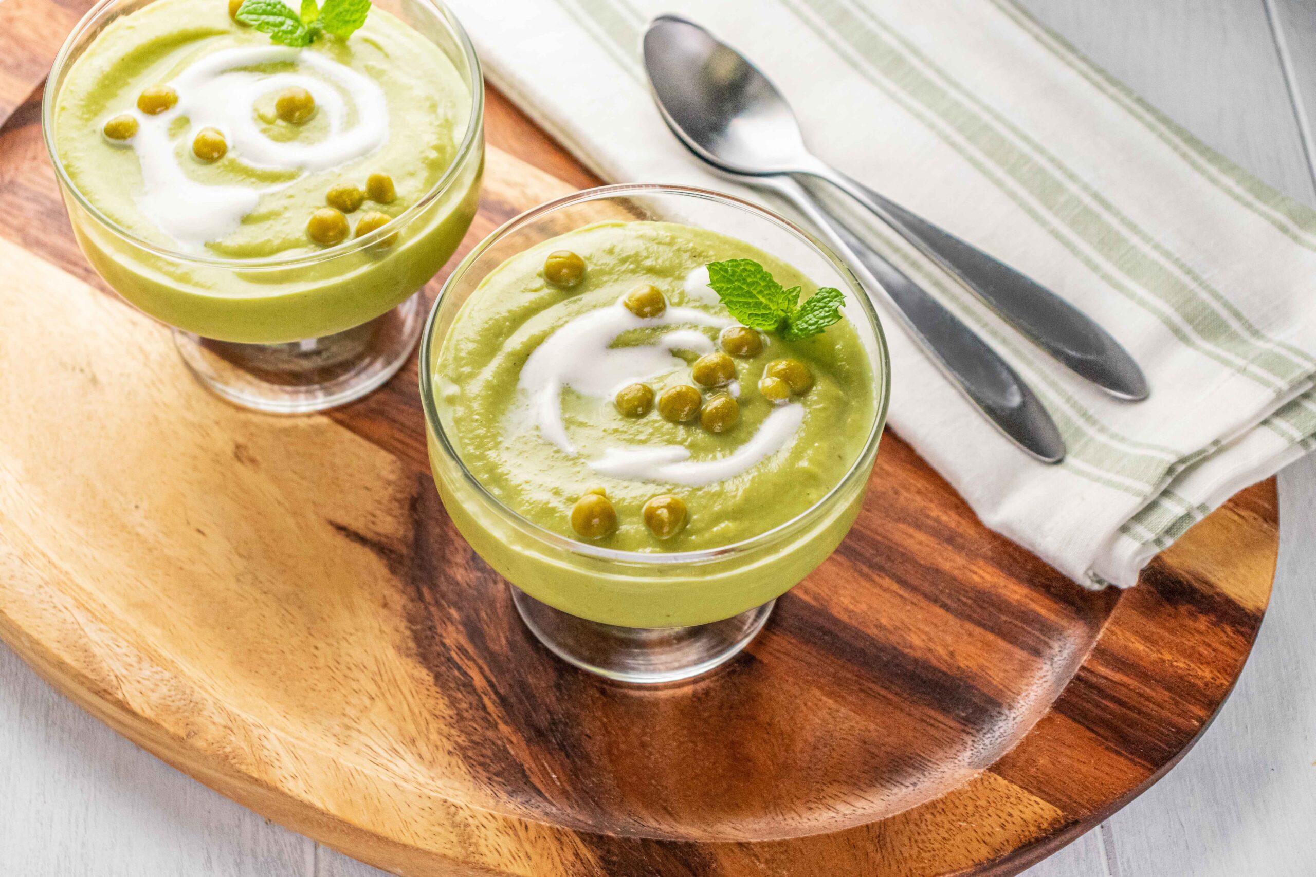 Chilled Green Pea Soup with Mint and Scallions