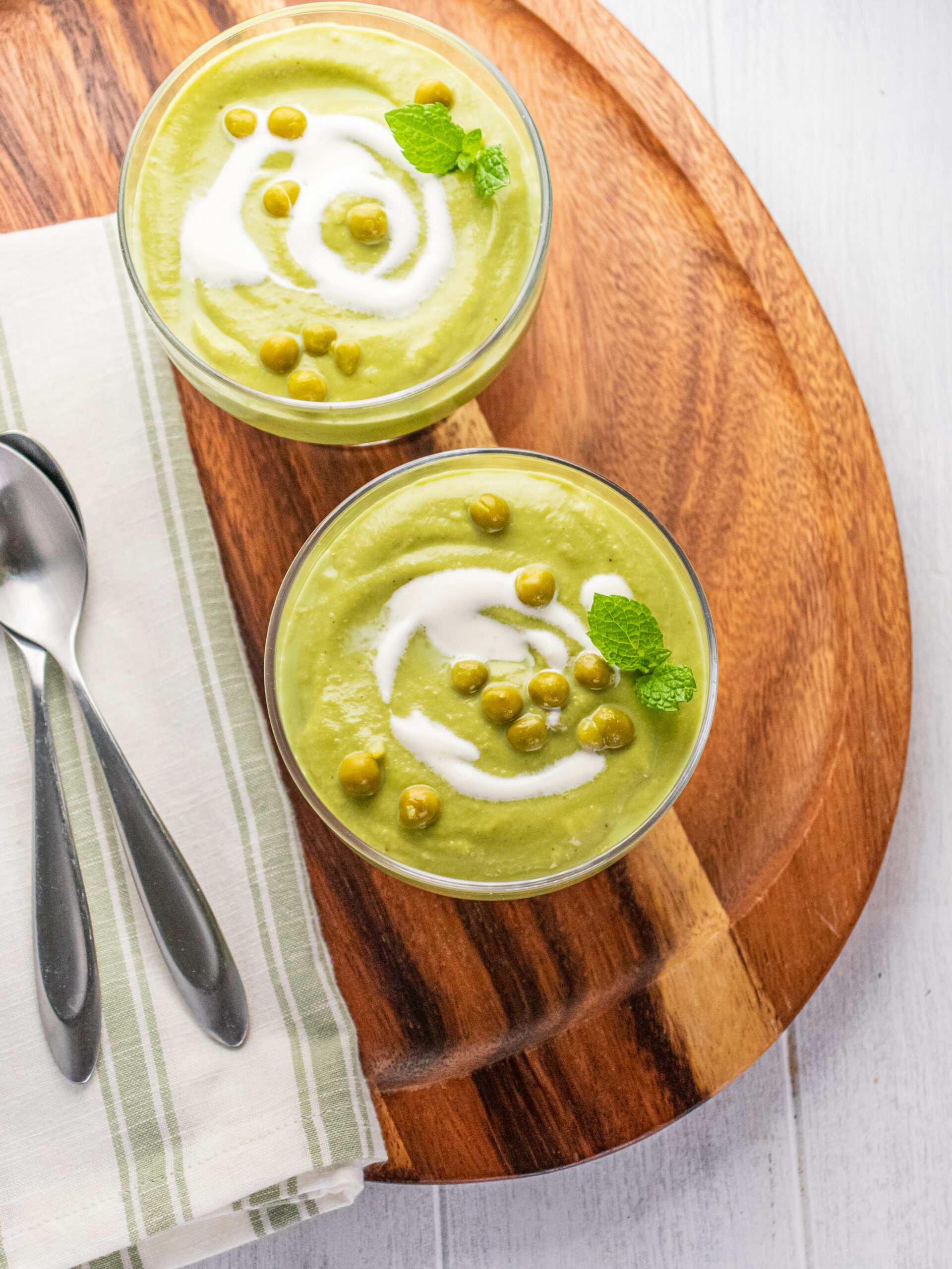 Chilled Green Pea Soup with Mint and Scallions