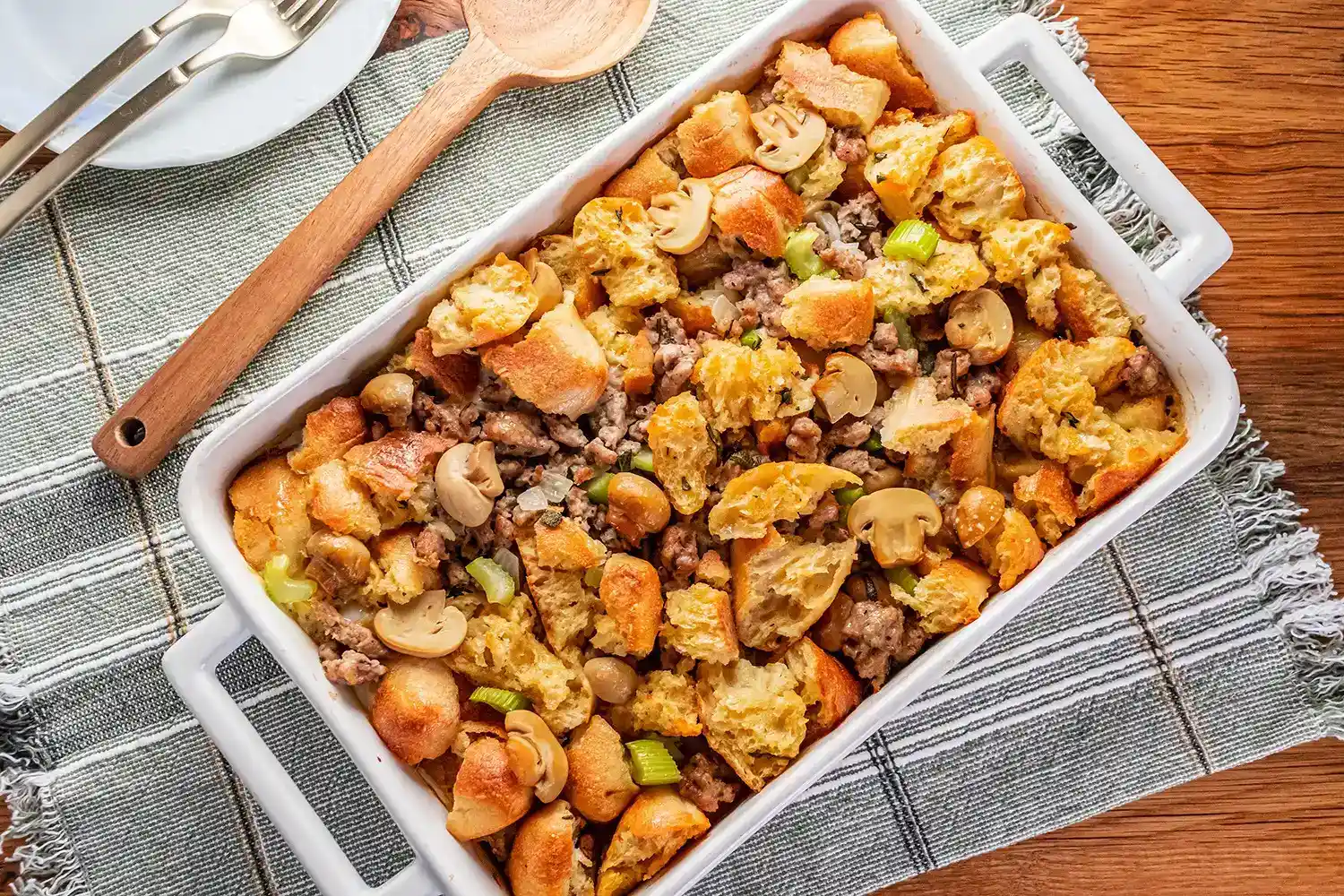Holiday Mushroom and Sausage Stuffing