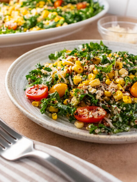 Kale, Corn and Quinoa Caesar Salad