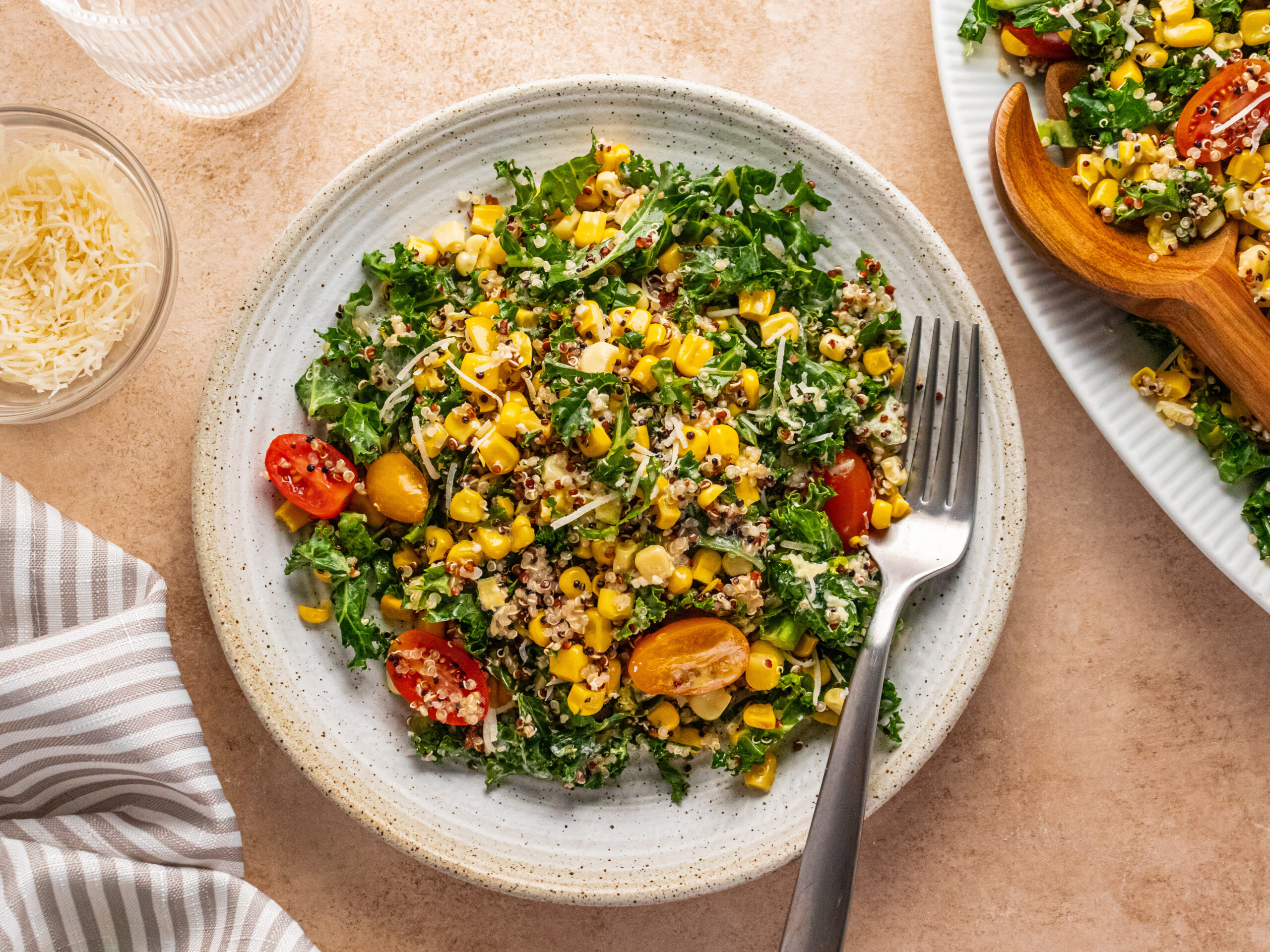 Kale, Corn and Quinoa Caesar Salad