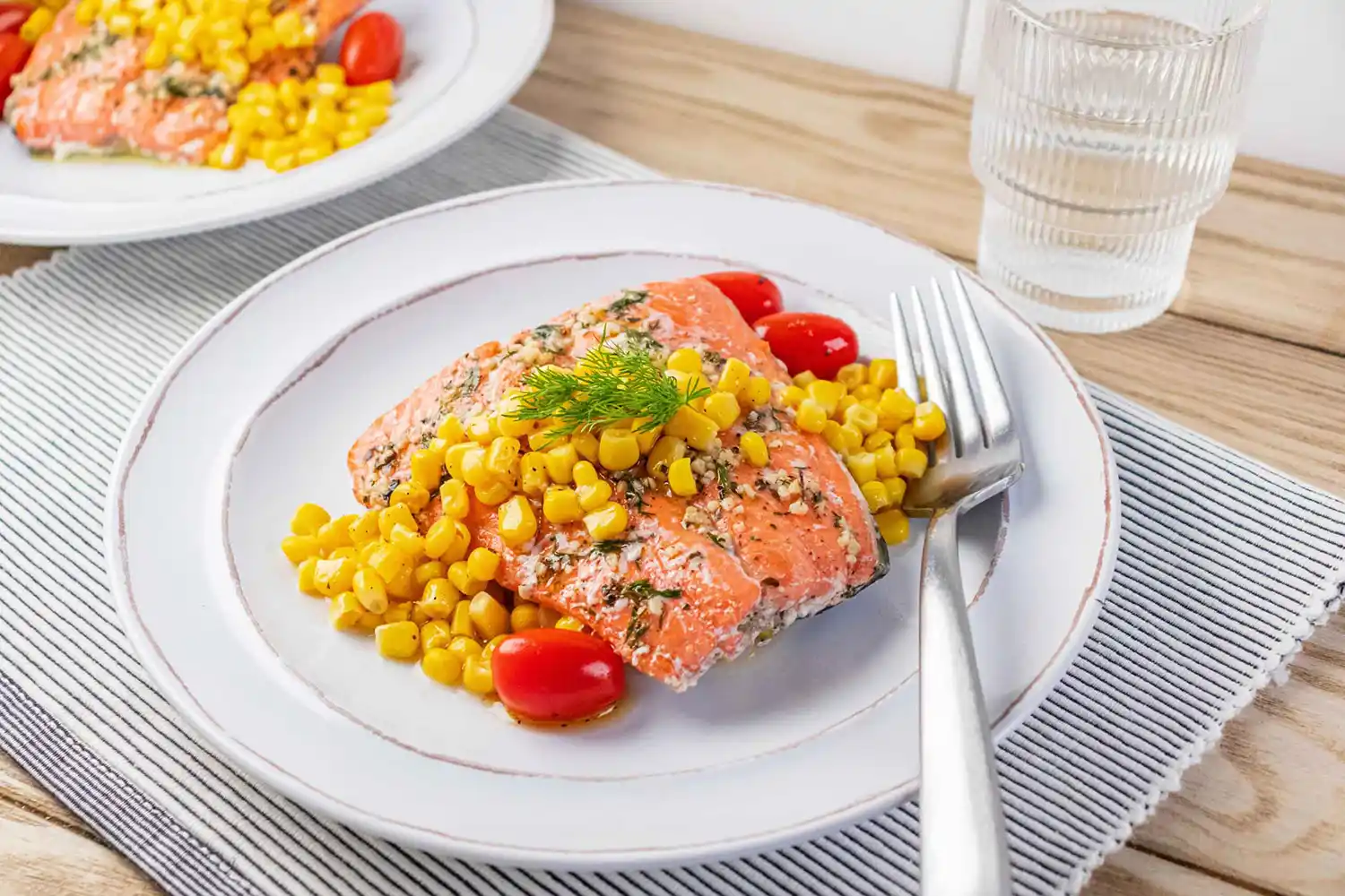 Salmon with Corn and Tomatoes