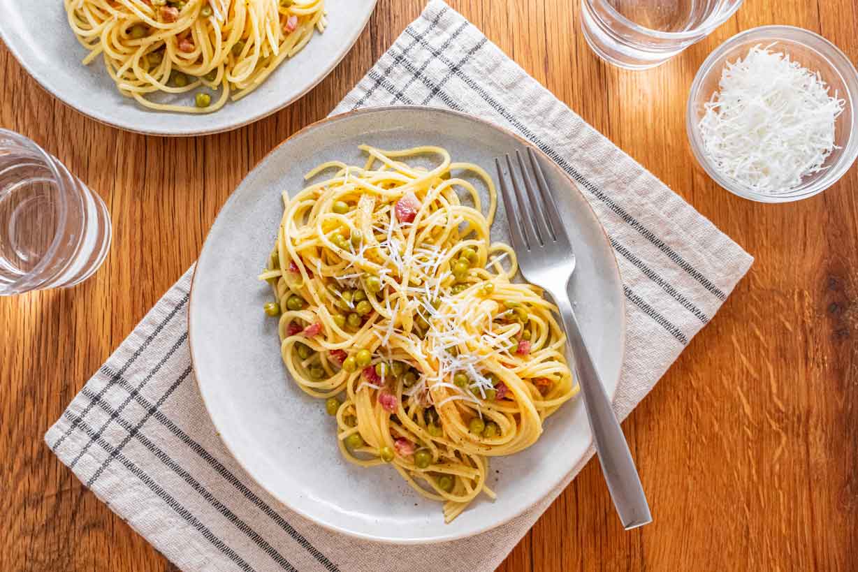 Pasta Carbonara with Peas