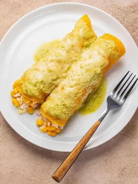 Poblano Chicken and Corn Enchiladas