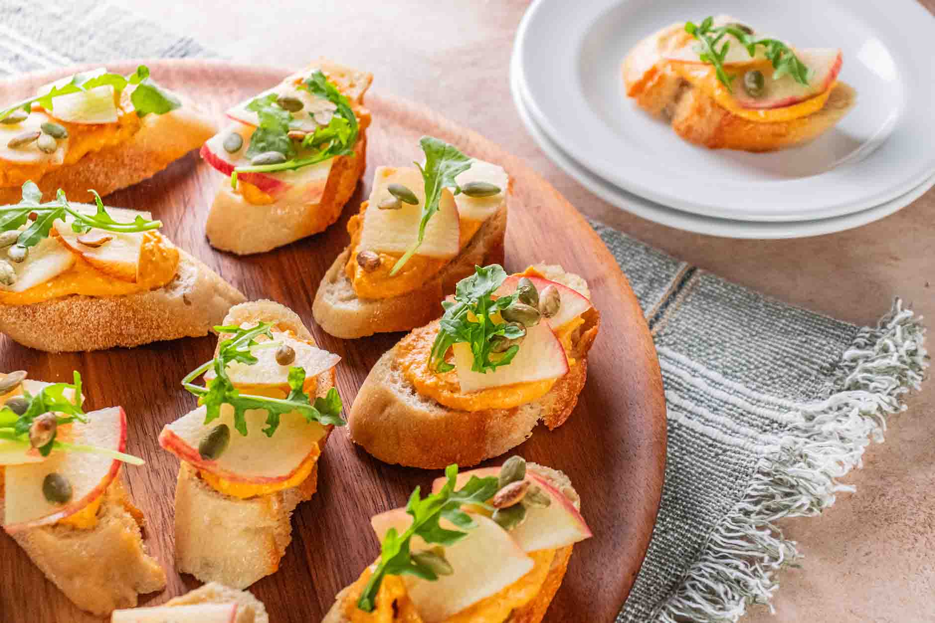 Pumpkin Apple Whipped Feta Crostinis