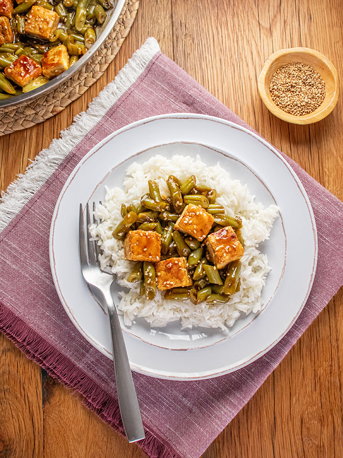 Sesame Tofu and Green Bean Stir-Fry