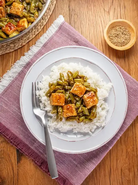 Sesame Tofu and Green Bean Stir-Fry