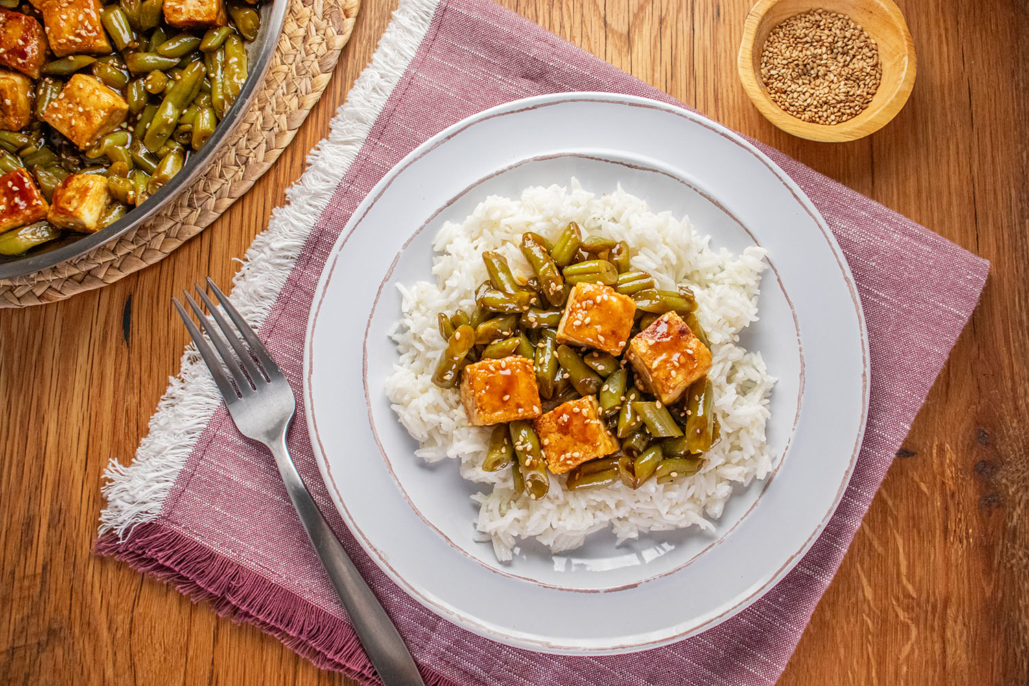 Sesame Tofu and Green Bean Stir-Fry