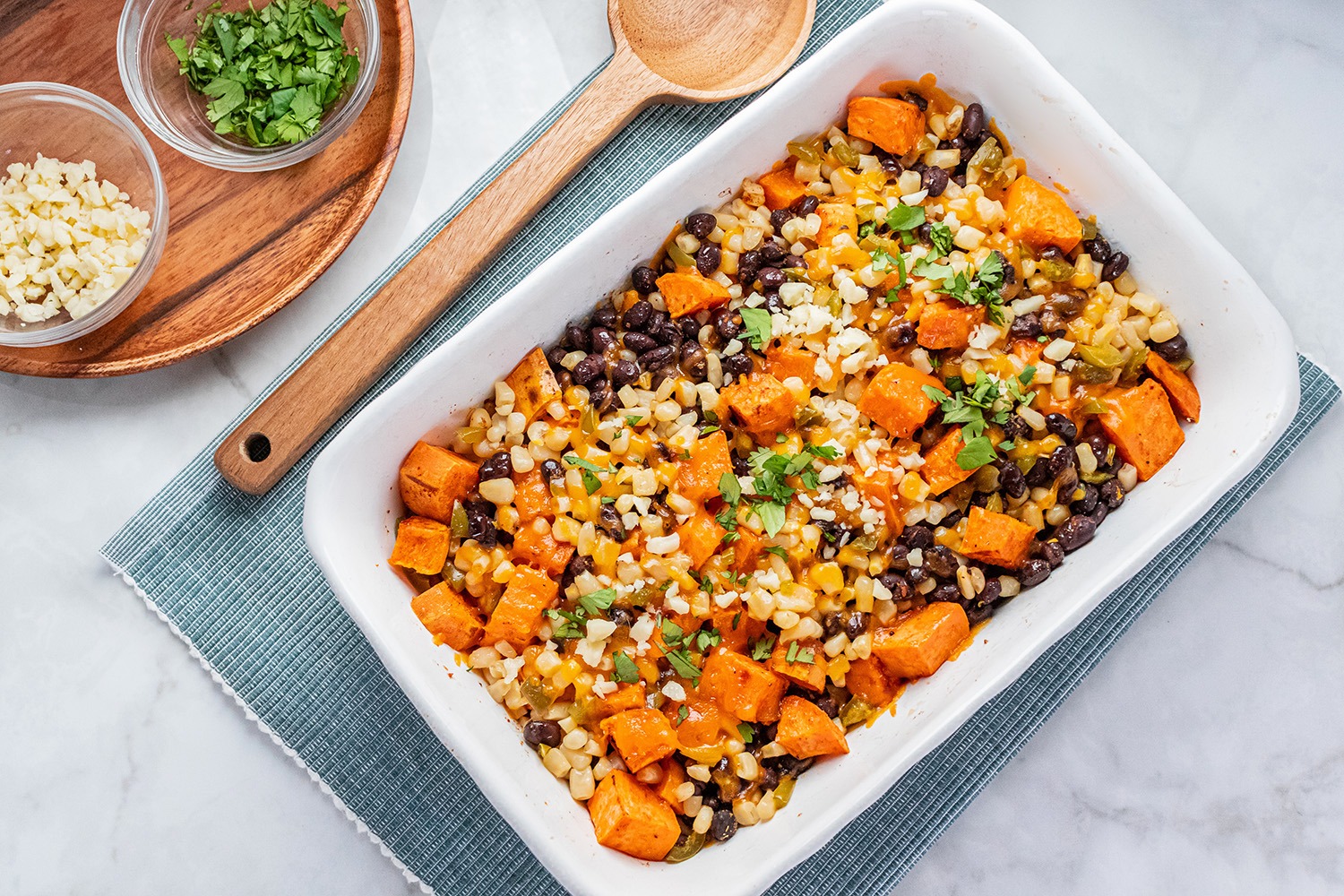 Spicy Corn and Sweet Potato Gratin