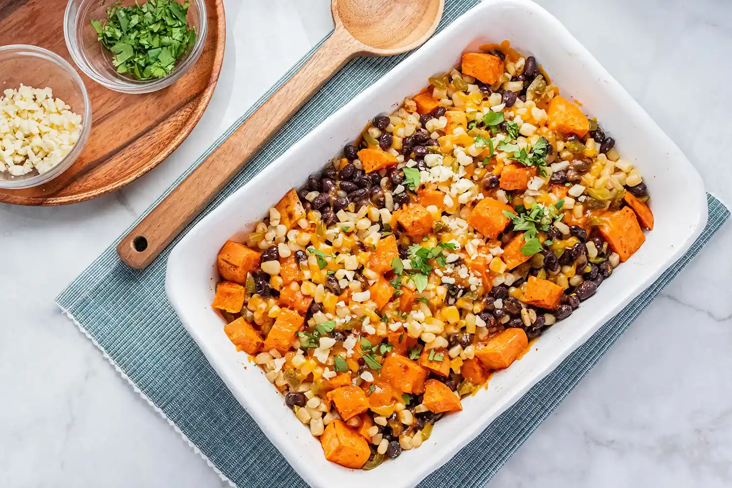Spicy Corn and Sweet Potato Gratin