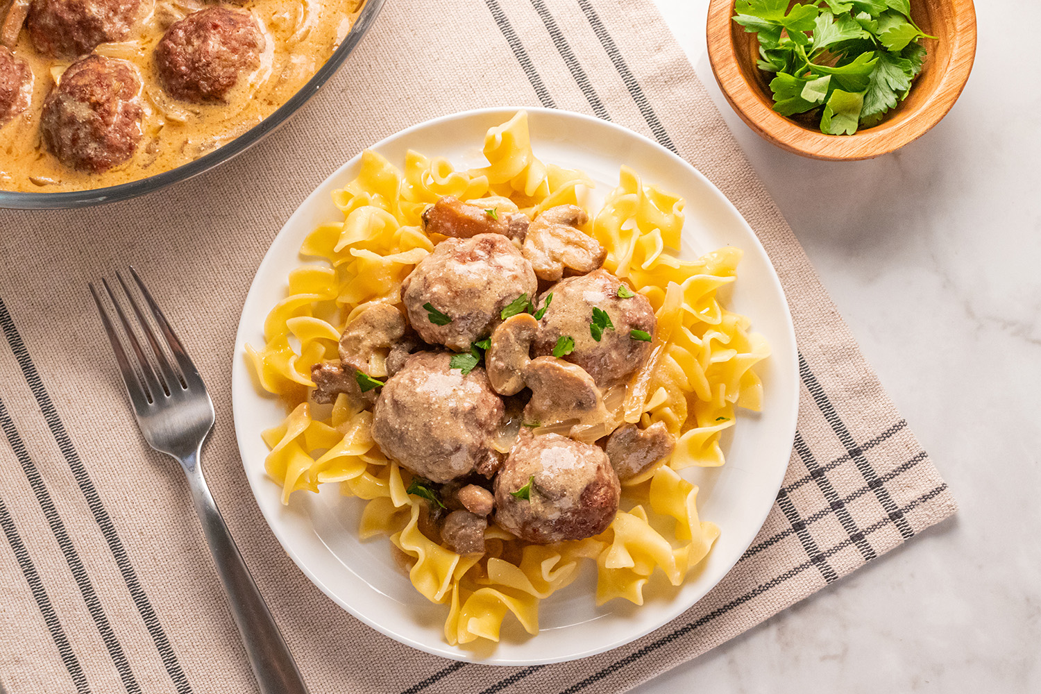 Stroganoff Meatballs with Mushroom Sauce