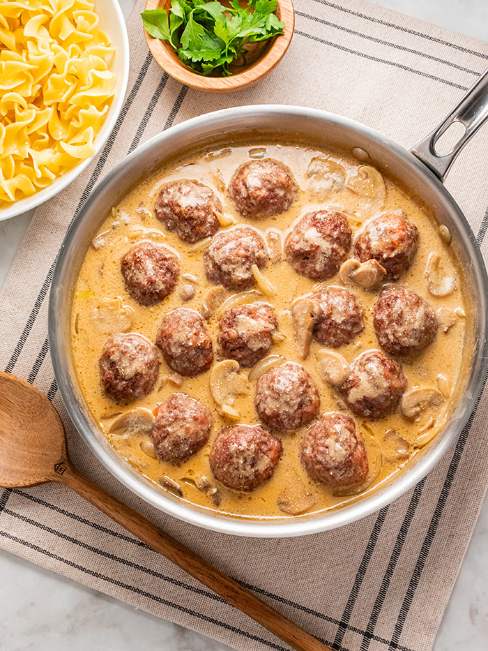 Stroganoff Meatballs with Mushroom Sauce