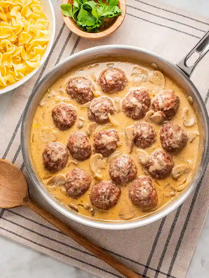 Stroganoff Meatballs with Mushroom Sauce