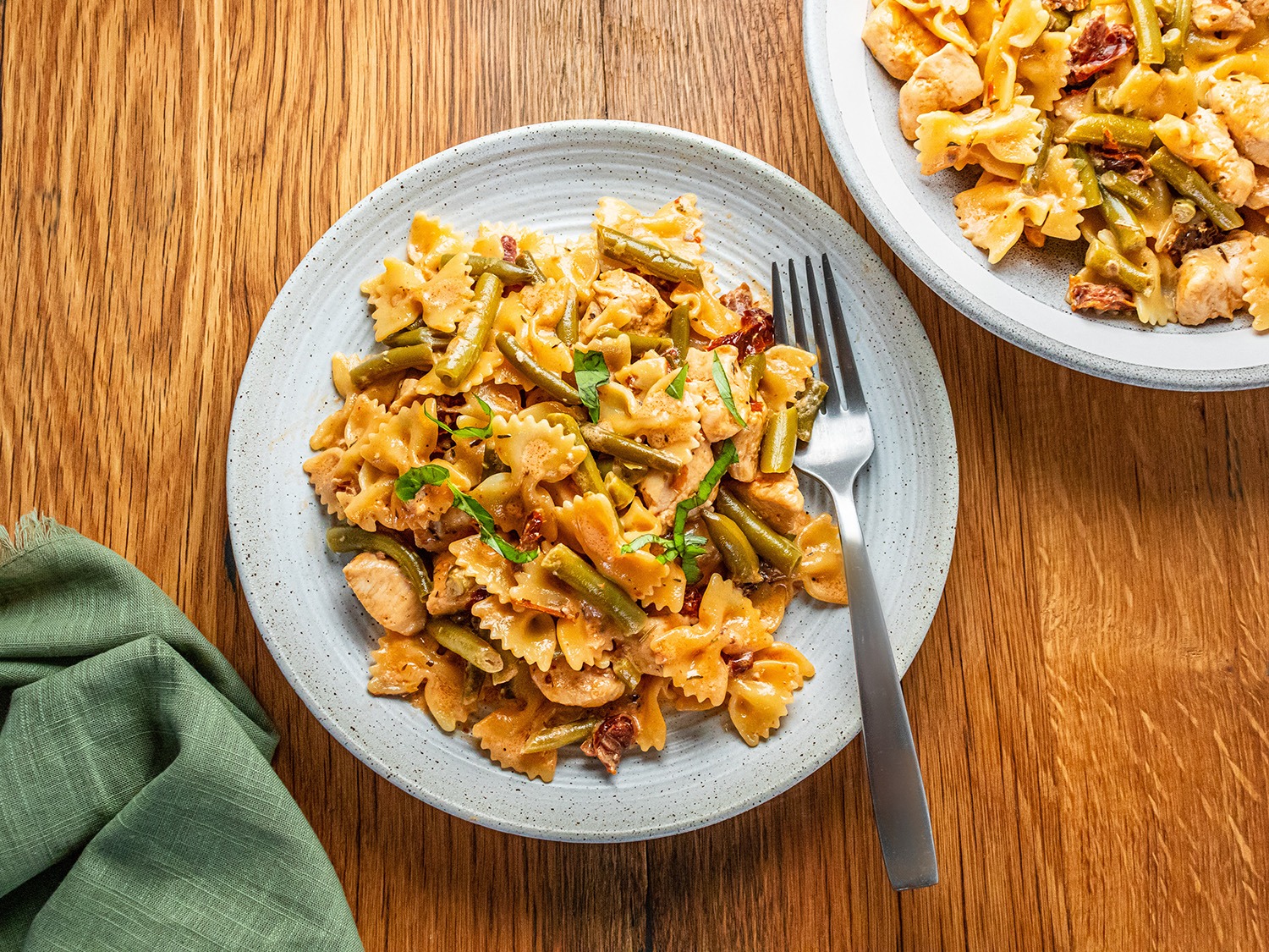 Green Bean and Sun Dried Tomato Bowtie Pasta