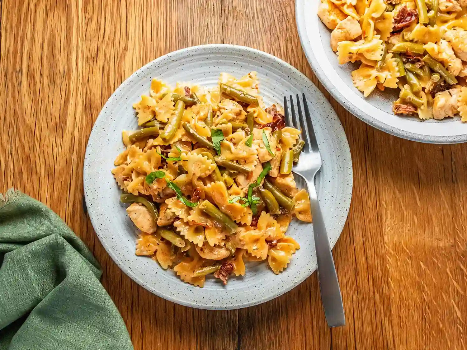 Green Bean and Sun Dried Tomato Bowtie Pasta