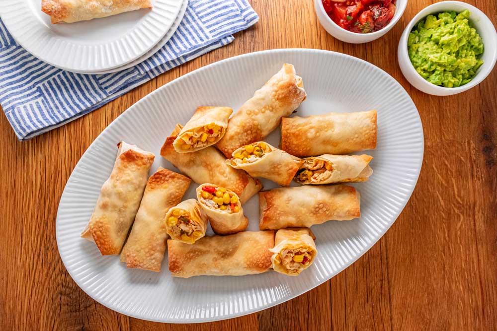 Tex-Mex Corn and Poblano Chicken Egg Rolls