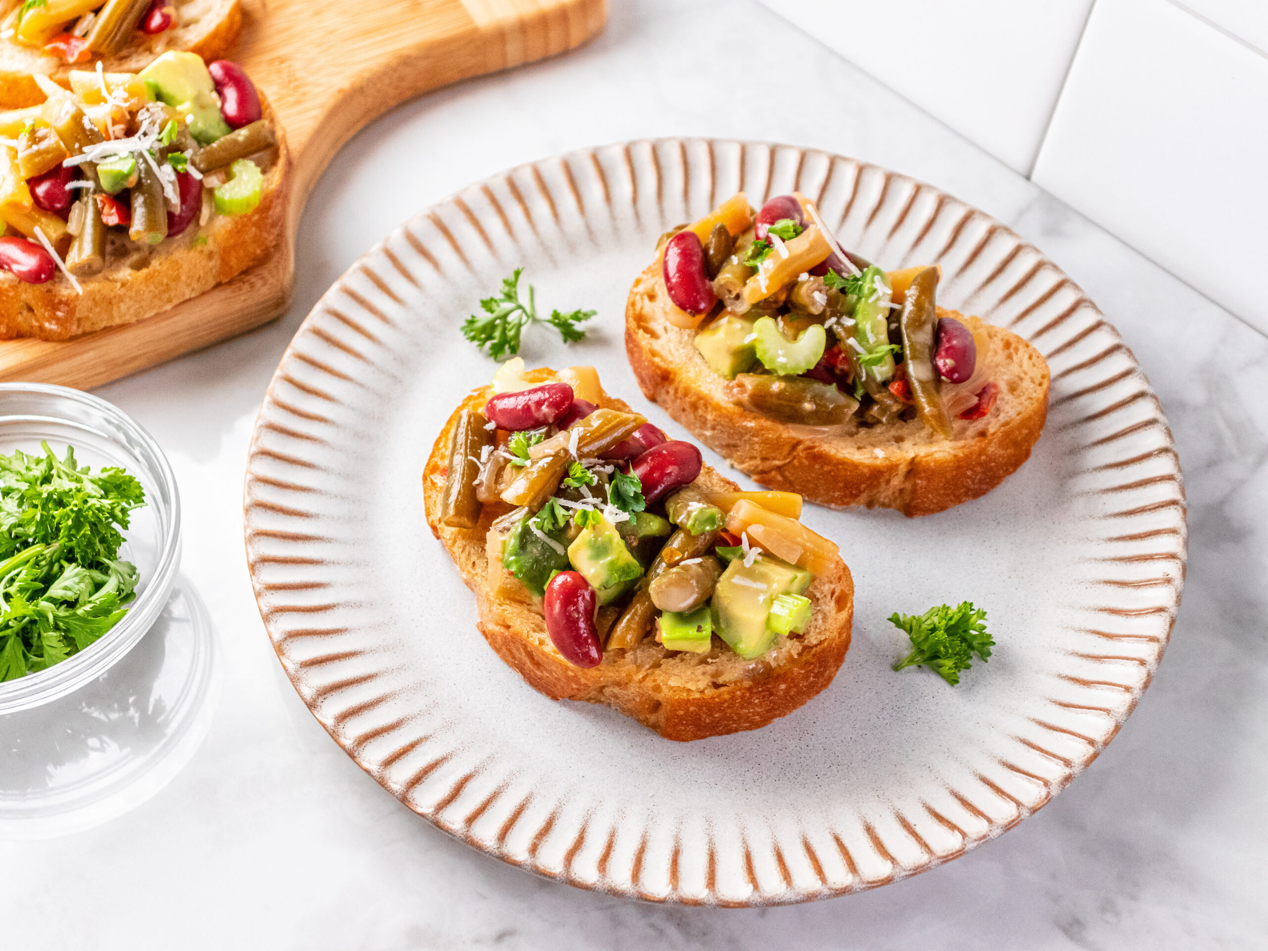 Three Bean Caesar Toast